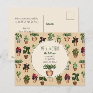 Cartes Pour Fêtes Annuelles Aquarelle Plantes pointillés Nous avons déménagé N