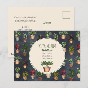 Cartes Pour Fêtes Annuelles Aquarelle Plantes pointillés Nous avons déménagé N