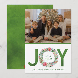 Cartes Pour Fêtes Annuelles Aquarelle Poinsettia couronne de Noël Joie