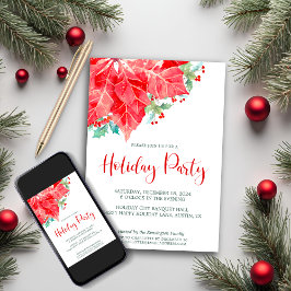 Cartes Pour Fêtes Annuelles Aquarelle Poinsettia fête de Noël