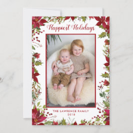 Cartes Pour Fêtes Annuelles Aquarelle Poinsettia photo de Noël la plus heureus