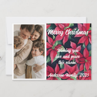 Cartes Pour Fêtes Annuelles Aquarelle Poinsettia Photo personnalisée Noël