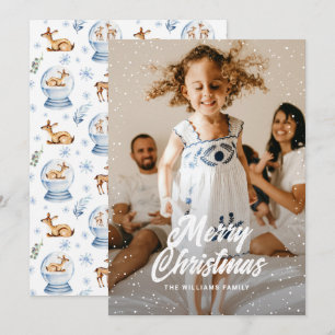 Cartes Pour Fêtes Annuelles Aquarelle Reindeder Globe de neige Photo Noël