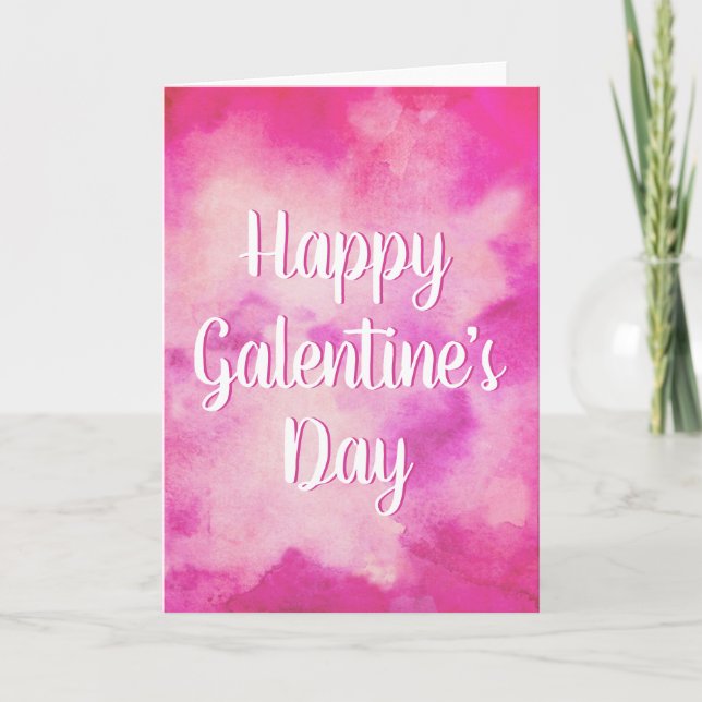 Cartes Pour Fêtes Annuelles Aquarelle rose Bonne Saint-Galentin (Devant)