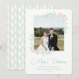 Cartes Pour Fêtes Annuelles Aquarelle rose classique Sud Photo Noël