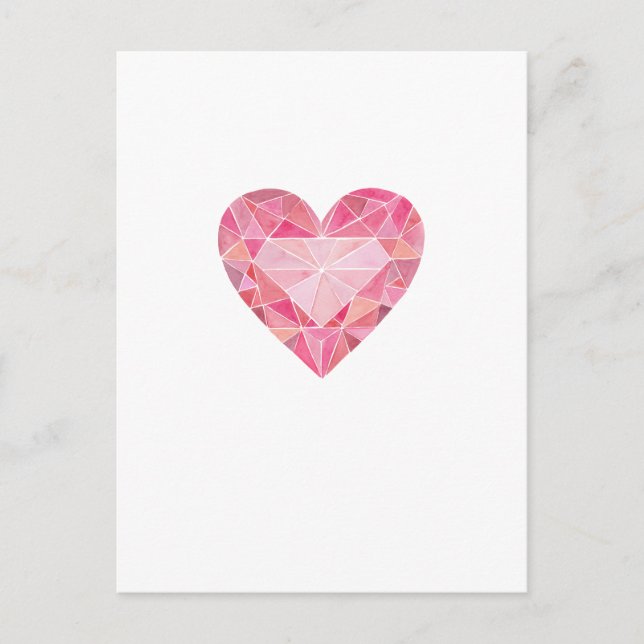Cartes Pour Fêtes Annuelles Aquarelle rose Coeur Diamond Gem Glam Chic Love (Devant)