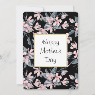 Cartes Pour Fêtes Annuelles Aquarelle rose et gris Floral Motif Fête des Mères