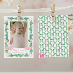 Cartes Pour Fêtes Annuelles Aquarelle rose et vert Noël Ballerinas Photo