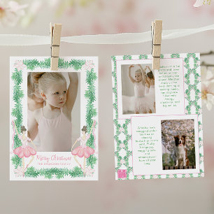 Cartes Pour Fêtes Annuelles Aquarelle rose et vert Noël Ballerinas Photo