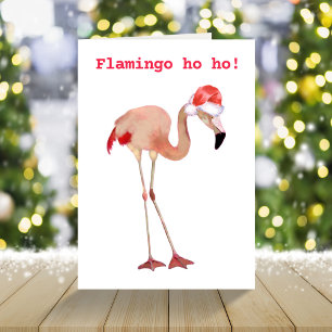 Cartes Pour Fêtes Annuelles Aquarelle rose flamingo drôle Noël