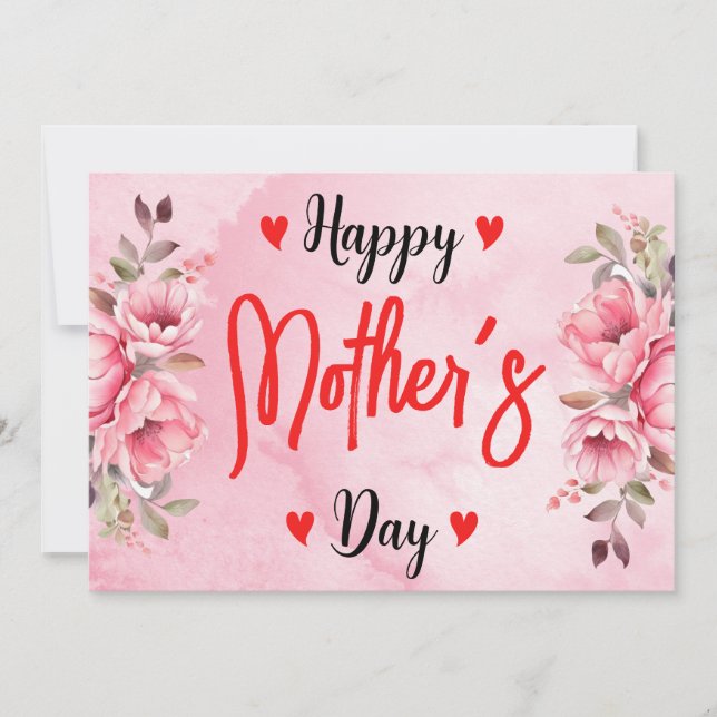 Cartes Pour Fêtes Annuelles Aquarelle Rose Fleur Rose Fête des mères Artistiqu (Devant)