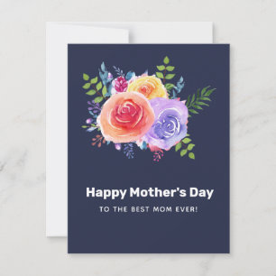 Cartes Pour Fêtes Annuelles Aquarelle Rose Floral Bouquet Fête des Mères
