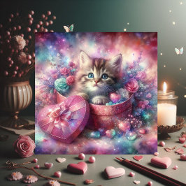Cartes Pour Fêtes Annuelles Aquarelle rose Floral Kitts En Boîte Valentine
