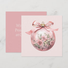 Cartes Pour Fêtes Annuelles Aquarelle rose Floral Ornement de Noël