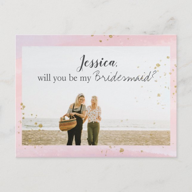 Cartes Pour Fêtes Annuelles Aquarelle rose Or Proposition de domestique (Devant)