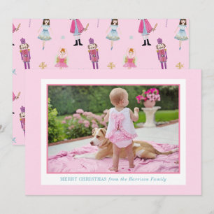 Cartes Pour Fêtes Annuelles Aquarelle rose Whimsical Bleu-Noisette Photo