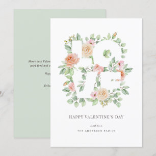 Cartes Pour Fêtes Annuelles Aquarelle Roses et verdure Aimer Saint Valentin