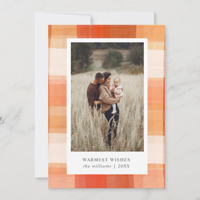Cartes Pour Fêtes Annuelles Aquarelle | rouge beige orange photo (Devant)