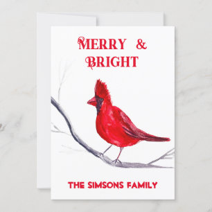 Cartes Pour Fêtes Annuelles Aquarelle Rouge Cardinal Oiseau Joyeux Noël