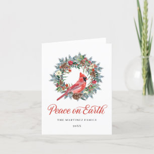 Cartes Pour Fêtes Annuelles Aquarelle Rouge Cardinal Pine Wreath Noël