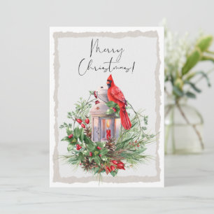 Cartes Pour Fêtes Annuelles Aquarelle rouge cardinale Oiseau Noël d'hiver