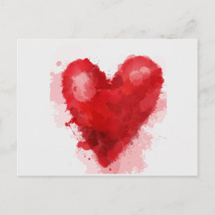 Cartes Pour Fêtes Annuelles Aquarelle rouge coeur gothique fille valentine