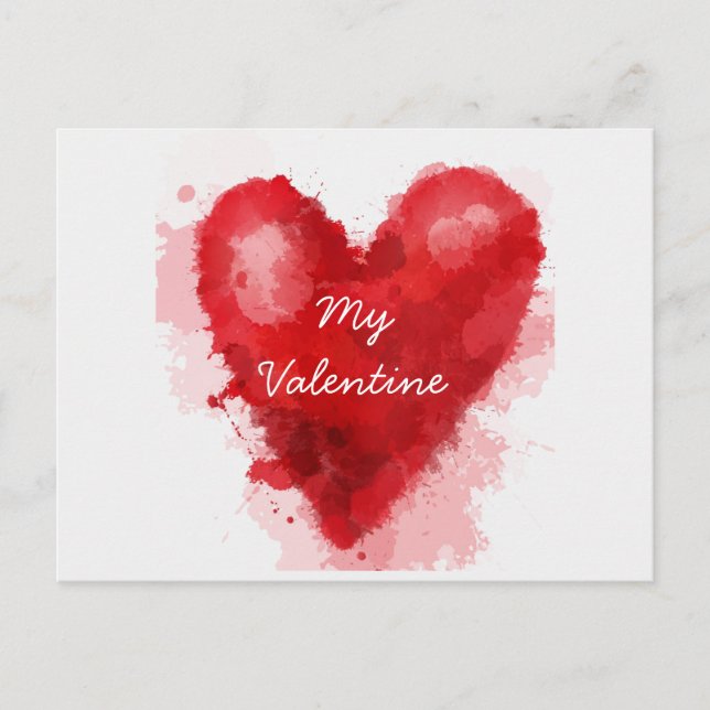 Cartes Pour Fêtes Annuelles Aquarelle rouge coeur gothique valentine (Devant)