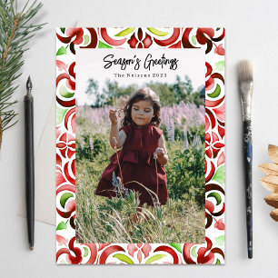 Cartes Pour Fêtes Annuelles Aquarelle rouge et verte photo de Noël