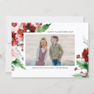 Cartes Pour Fêtes Annuelles Aquarelle Rouge Floral Frontières Valentines Jour 