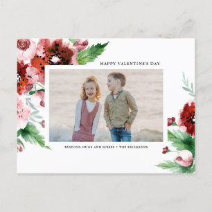 Cartes Pour Fêtes Annuelles Aquarelle Rouge Floral Frontières Valentines Jour 