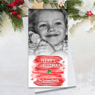Cartes Pour Fêtes Annuelles Aquarelle rouge peinte Noël Holly Photo