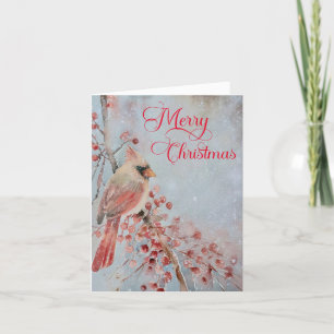 Cartes Pour Fêtes Annuelles Aquarelle Russe d'hiver Oiseau Joyeux Noël