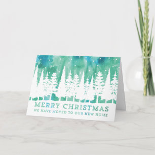 Cartes Pour Fêtes Annuelles Aquarelle rustique Joyeux Noël Nouvelle adresse