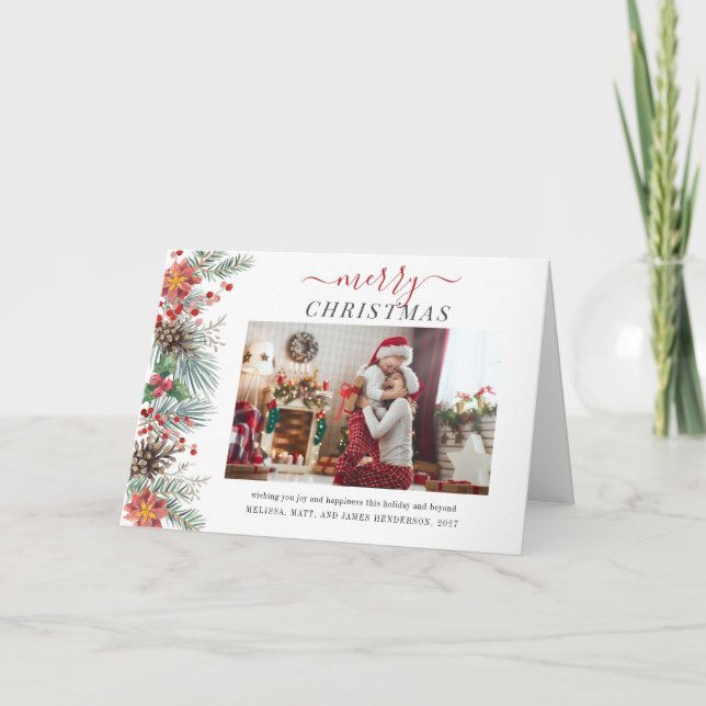 Cartes Pour Fêtes Annuelles Aquarelle rustique Noël (Devant)