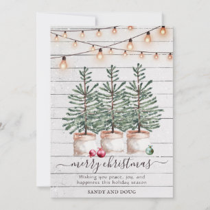 Cartes Pour Fêtes Annuelles Aquarelle rustique Noël Arbres de vacances