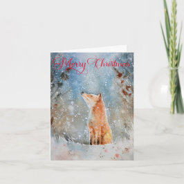 Cartes Pour Fêtes Annuelles Aquarelle rustique Renard d'hiver Noël