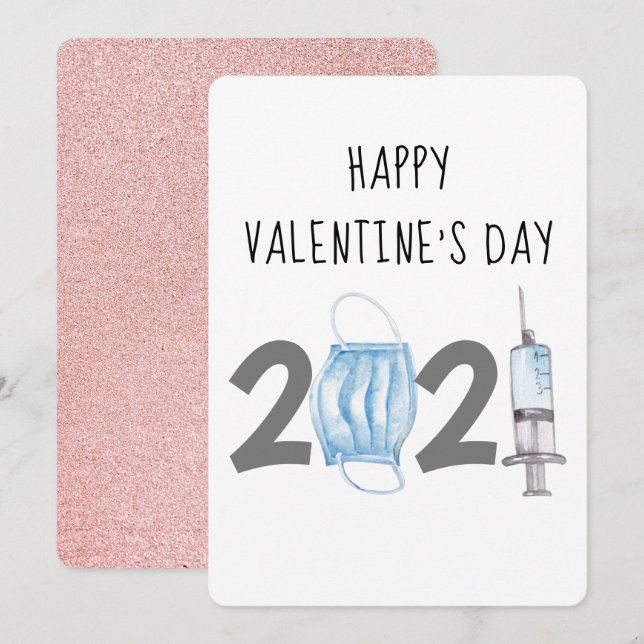 Cartes Pour Fêtes Annuelles Aquarelle Saint Valentin 2021 (Devant / Derrière)
