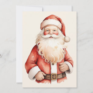 Cartes Pour Fêtes Annuelles Aquarelle Santa Claus Classique Élégant Rétro