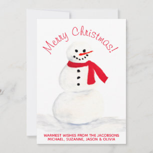 Cartes Pour Fêtes Annuelles Aquarelle Snowman Joyeux Noël Photo Retour