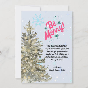 Cartes Pour Fêtes Annuelles Aquarelle Snowy Christmas Tree Scène hivernale