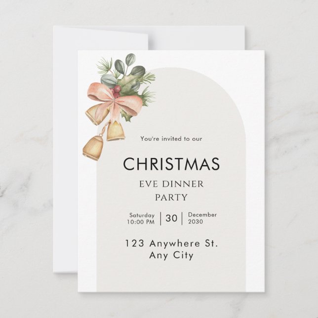 Cartes Pour Fêtes Annuelles Aquarelle Soirée esthétique de Noël (Devant)