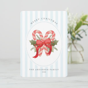 Cartes Pour Fêtes Annuelles Aquarelle Sucre de canne et arc Joyeux Noël