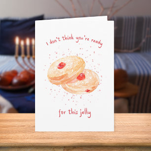 Cartes Pour Fêtes Annuelles Aquarelle Sufganiyot Jelly Donut Funny Hanoukka