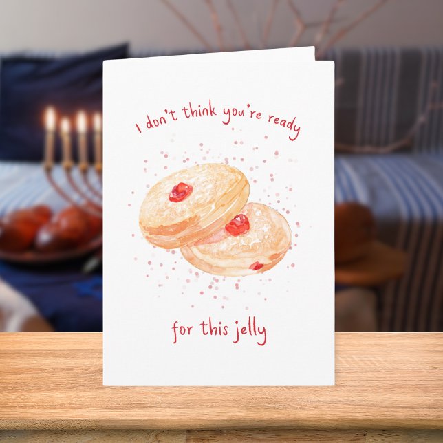 Cartes Pour Fêtes Annuelles Aquarelle Sufganiyot Jelly Donut Funny Hanoukka (Créateur téléchargé)