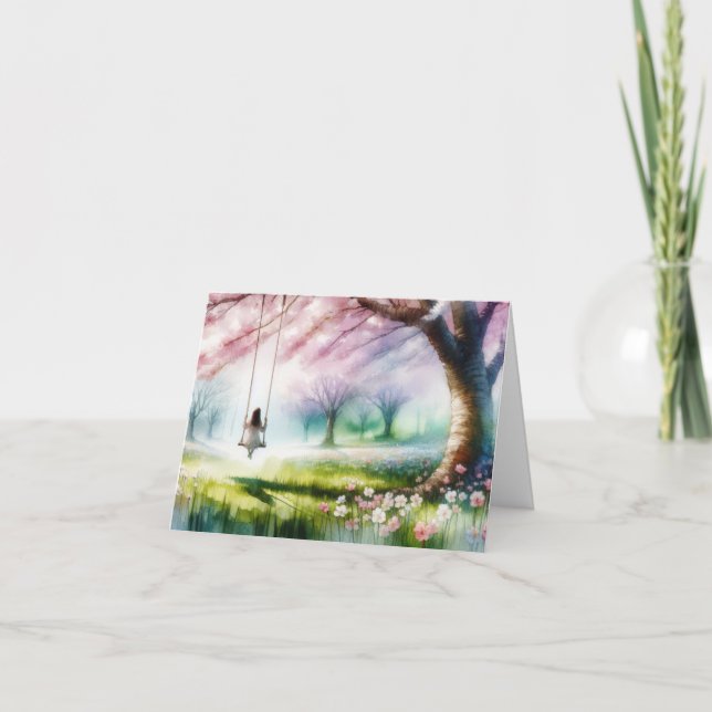 Cartes Pour Fêtes Annuelles Aquarelle sur une aile (Devant)