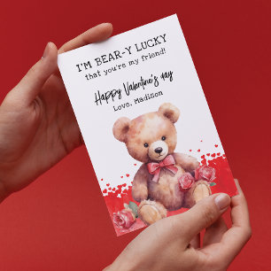 Cartes Pour Fêtes Annuelles Aquarelle Teddy Bear Friend Valentine's Day