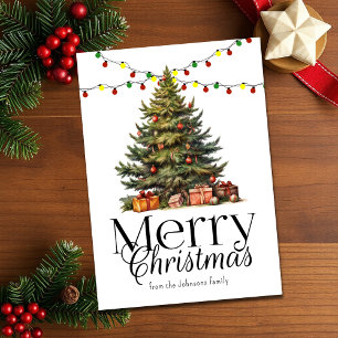 Cartes Pour Fêtes Annuelles Aquarelle traditionnelle Arbre de Noël non photo