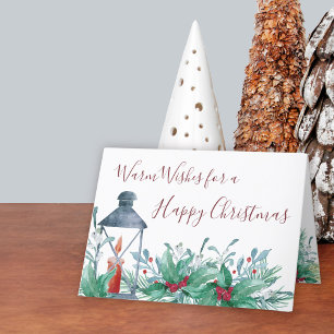 Cartes Pour Fêtes Annuelles Aquarelle traditionnelle Holly et Mistletoe replié