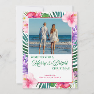 Cartes Pour Fêtes Annuelles Aquarelle tropicale Florale Photo Noël
