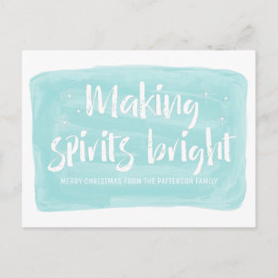 Cartes Pour Fêtes Annuelles Aquarelle Turquoise Rendre les esprits brillants V